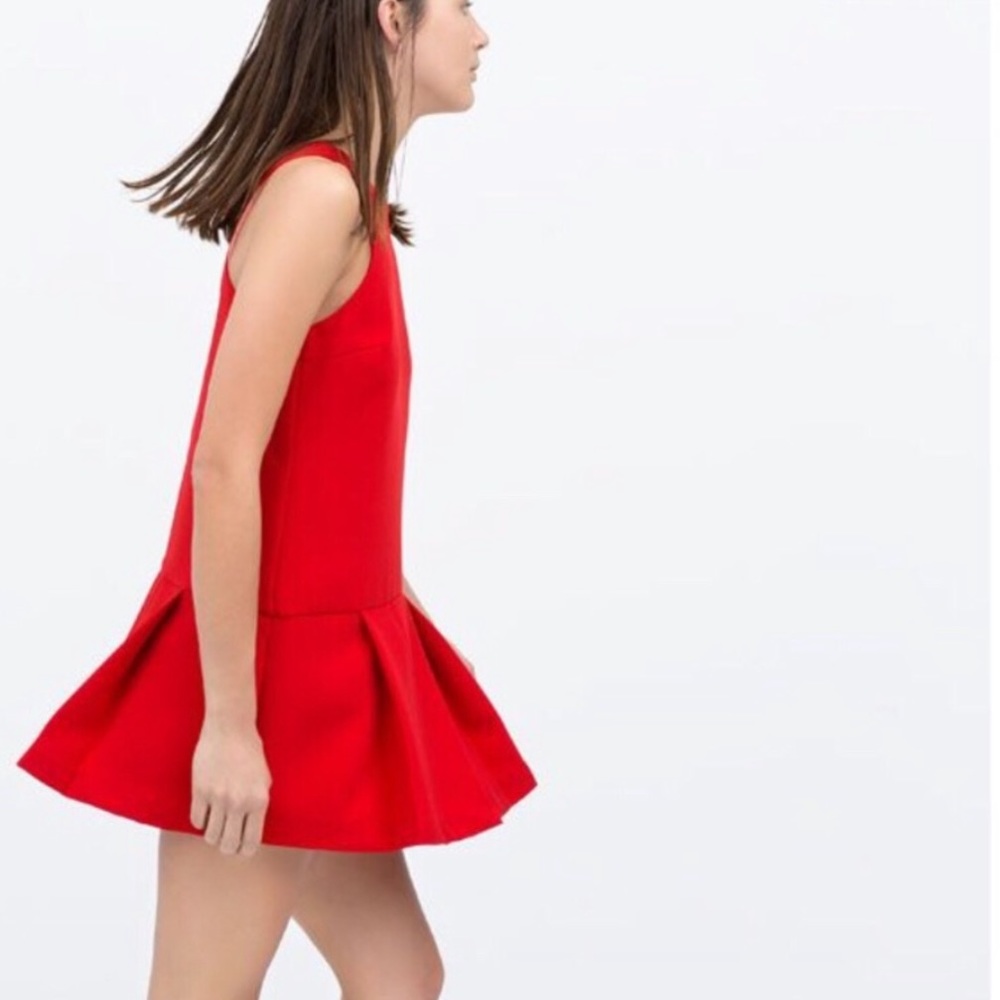 Zara Trafaluc Red Pleated Romper